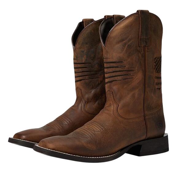 Ariat Mens Circuit Patriot Leather Boots US 11 M EU 44.5 Brown Leather GUC - Picture 1 of 12